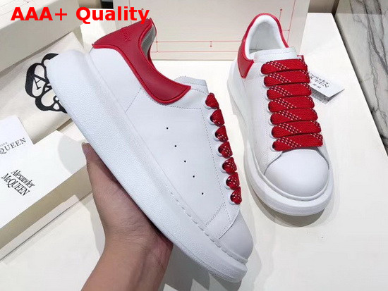 Alexander McQueen Oversized Sneaker in White with Red Trim Replica