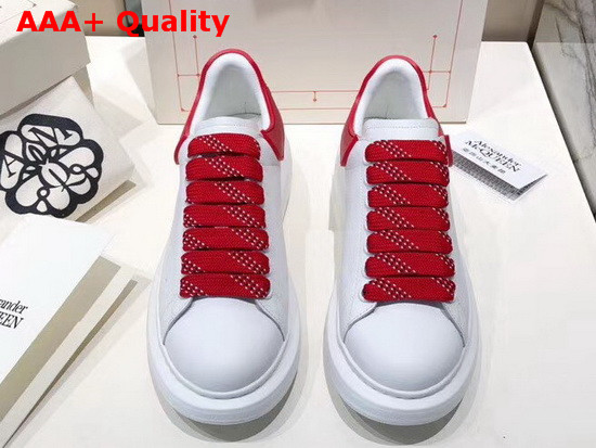 Alexander McQueen Oversized Sneaker in White with Red Trim Replica