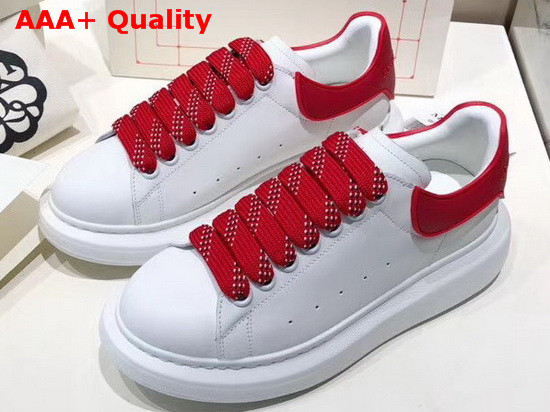 Alexander McQueen Oversized Sneaker in White with Red Trim Replica