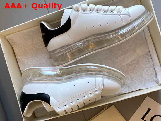 Alexander McQueen Oversized Sneaker with Transparent Sole Calfskin White and Black Replica