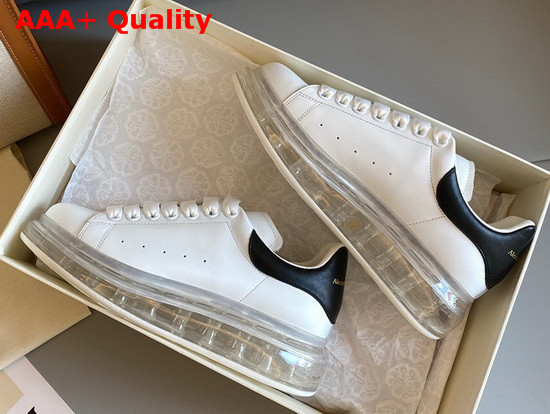 Alexander McQueen Oversized Sneaker with Transparent Sole Calfskin White and Black Replica