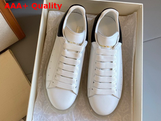 Alexander McQueen Oversized Sneaker with Transparent Sole Calfskin White and Black Replica