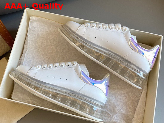 Alexander McQueen Oversized Sneaker with Transparent Sole Calfskin White and Purple Replica