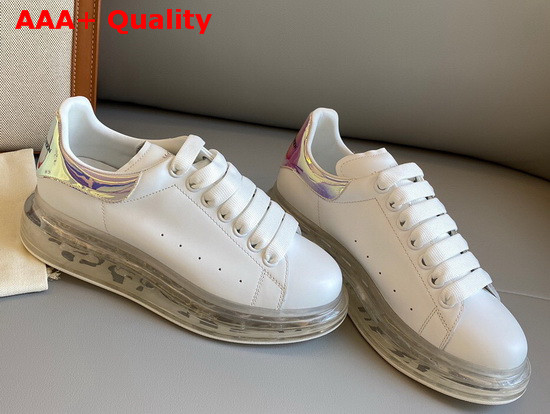 Alexander McQueen Oversized Sneaker with Transparent Sole Calfskin White and Purple Replica