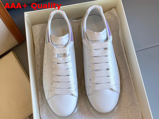 Alexander McQueen Oversized Sneaker with Transparent Sole Calfskin White and Purple Replica