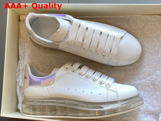 Alexander McQueen Oversized Sneaker with Transparent Sole Calfskin White and Purple Replica