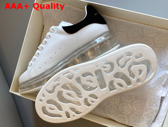 Alexander McQueen Oversized Sneaker with Transparent Sole Calfskin and Suede Calfskin White and Black Replica