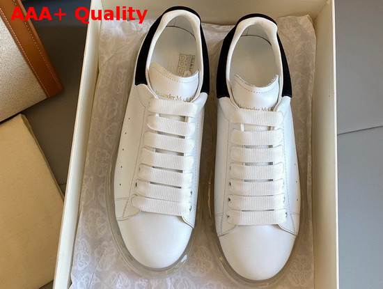 Alexander McQueen Oversized Sneaker with Transparent Sole Calfskin and Suede Calfskin White and Black Replica