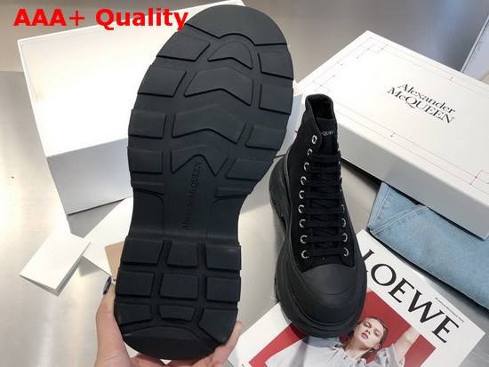 Alexander McQueen Tread Slick Boot Black Canvas Lace Up Boot with a Lightweight Oversized Ruber Tread Sole Replica