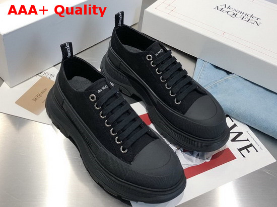 Alexander McQueen Tread Slick Lace Up Black Canvas Lace Up with a Lightweight Oversized Rubber Tread Sole Replica