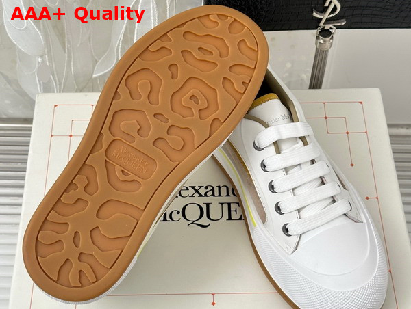 Alexander McQueen Tread Slick Lace Up in White Calf Leather and Tan Suede Leather Replica