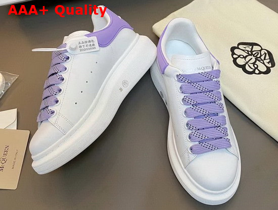 Alexander Mcqueen Oversized Sneaker in White with Lavander Details Calf Leather Replica