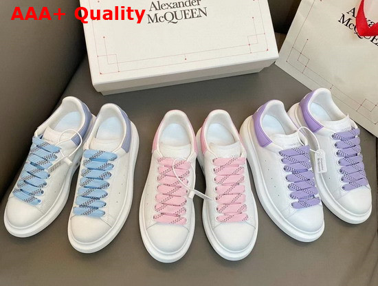 Alexander Mcqueen Oversized Sneaker in White with Lavander Details Calf Leather Replica