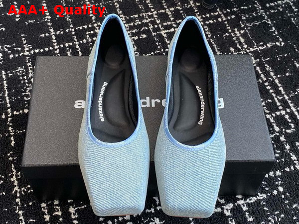 Alexander Wang Billie Flat in Blue Washed Denim Replica