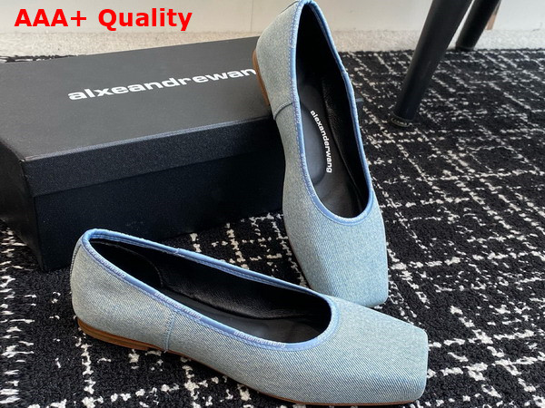 Alexander Wang Billie Flat in Blue Washed Denim Replica