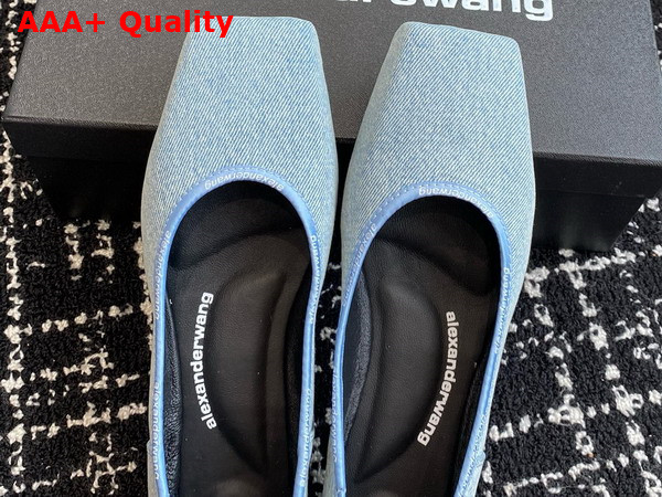 Alexander Wang Billie Flat in Blue Washed Denim Replica