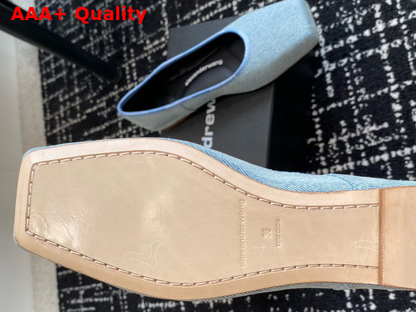 Alexander Wang Billie Flat in Blue Washed Denim Replica