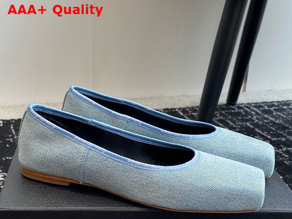 Alexander Wang Billie Flat in Blue Washed Denim Replica