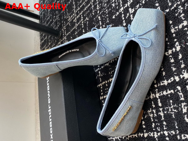 Alexander Wang Billie Flat in Washed Denim Blue Replica