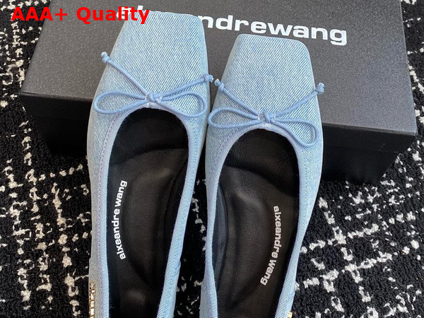 Alexander Wang Billie Flat in Washed Denim Blue Replica