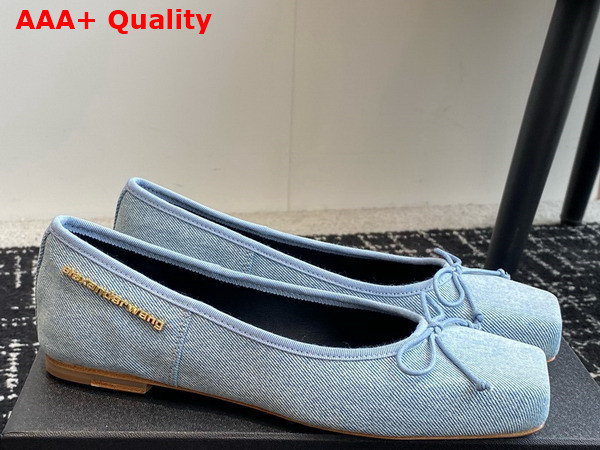 Alexander Wang Billie Flat in Washed Denim Blue Replica