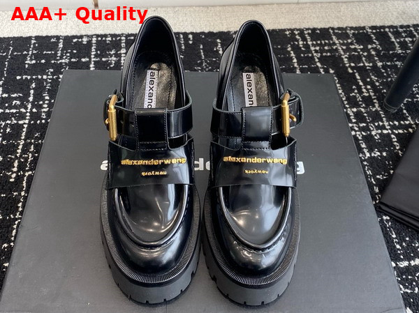 Alexander Wang Carter 95 Platform Box Calf Leather Loafer in Black Replica