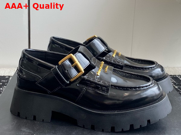 Alexander Wang Carter Mid Heel Lug Loafer in Black Leather Replica