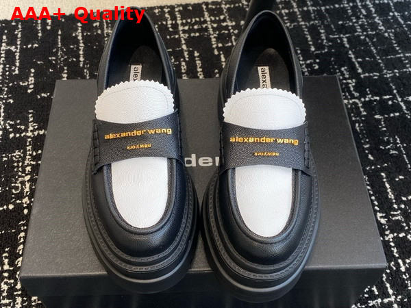 Alexander Wang Carter Platform Loafer in Black and White Leather Replica