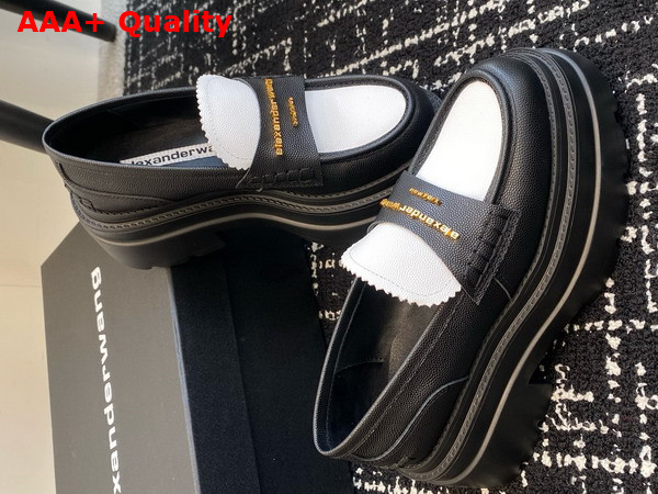 Alexander Wang Carter Platform Loafer in Black and White Leather Replica