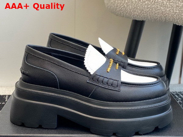 Alexander Wang Carter Platform Loafer in Black and White Leather Replica