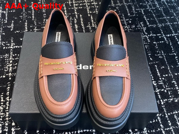 Alexander Wang Carter Platform Loafer in Brown and Black Leather Replica