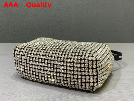 Alexander Wang Chain Mesh Rhinestone Pouch White Crystal Rhinestone Chain Mesh and Logo Embossed Handle Replica