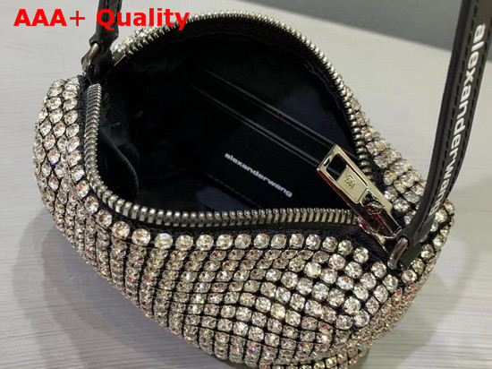 Alexander Wang Chain Mesh Rhinestone Pouch White Crystal Rhinestone Chain Mesh and Logo Embossed Handle Replica