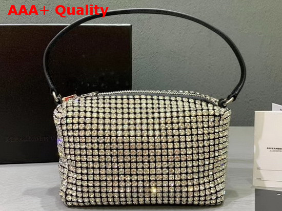 Alexander Wang Chain Mesh Rhinestone Pouch White Crystal Rhinestone Chain Mesh and Logo Embossed Handle Replica