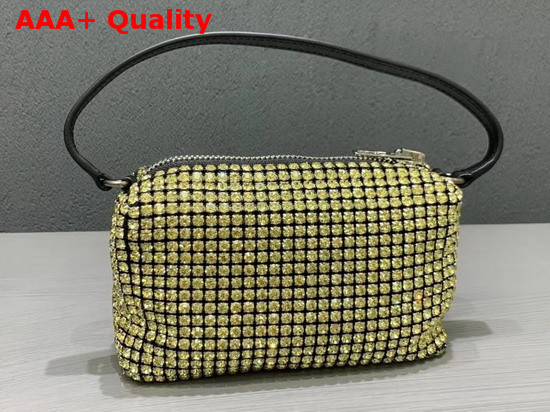 Alexander Wang Chain Mesh Rhinestone Pouch Yellow Crystal Rhinestone Chain Mesh and Logo Embossed Handle Replica