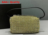 Alexander Wang Chain Mesh Rhinestone Pouch Yellow Crystal Rhinestone Chain Mesh and Logo Embossed Handle Replica