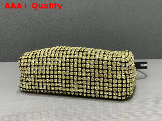 Alexander Wang Chain Mesh Rhinestone Pouch Yellow Crystal Rhinestone Chain Mesh and Logo Embossed Handle Replica