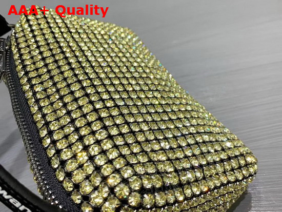 Alexander Wang Chain Mesh Rhinestone Pouch Yellow Crystal Rhinestone Chain Mesh and Logo Embossed Handle Replica