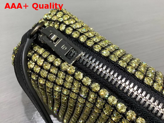 Alexander Wang Chain Mesh Rhinestone Pouch Yellow Crystal Rhinestone Chain Mesh and Logo Embossed Handle Replica