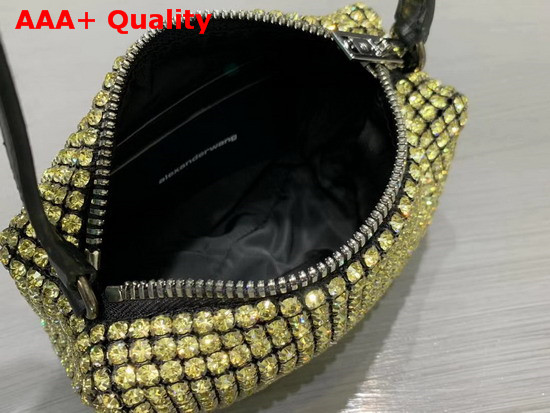 Alexander Wang Chain Mesh Rhinestone Pouch Yellow Crystal Rhinestone Chain Mesh and Logo Embossed Handle Replica