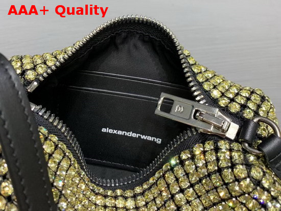 Alexander Wang Chain Mesh Rhinestone Pouch Yellow Crystal Rhinestone Chain Mesh and Logo Embossed Handle Replica