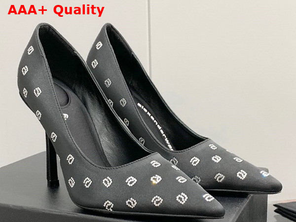 Alexander Wang Delphine 105 Pump in Black Crystal Satin Replica