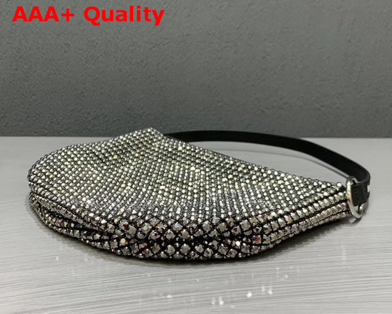 Alexander Wang Exclusive Wangloc Fortune Cookie Bag Black Rhinestone Chain Mesh Pouch Replica