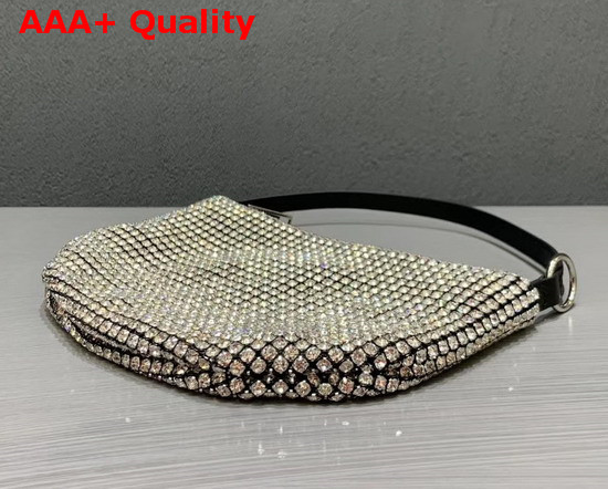 Alexander Wang Exclusive Wangloc Fortune Cookie Bag White Rhinestone Chain Mesh Pouch Replica