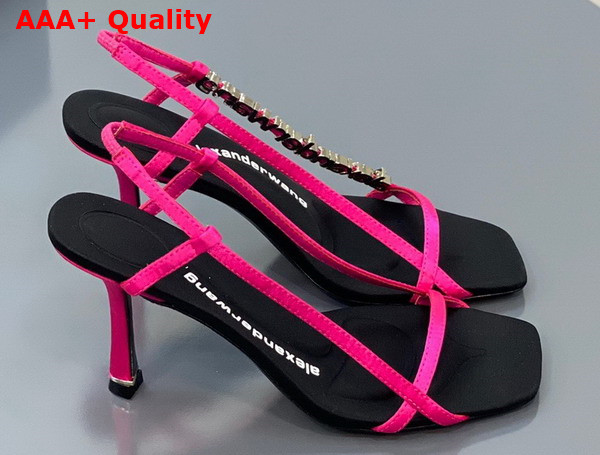 Alexander Wang Ivy 85 Diamante Logo Strap Sandal Hot Pink Satin Replica