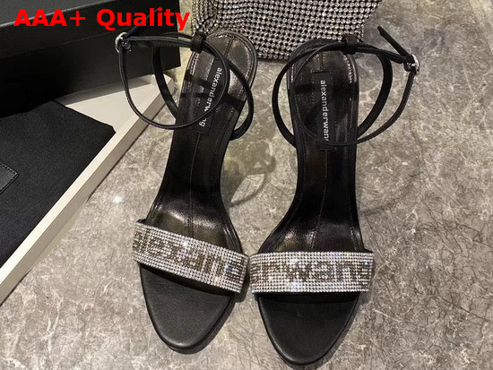 Alexander Wang Jane Logo Sandal in Black with Silver Heel Replica