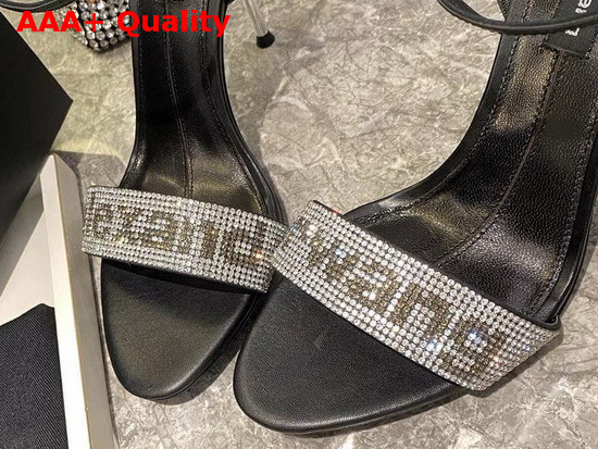 Alexander Wang Jane Logo Sandal in Black with Silver Heel Replica