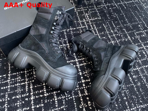 Alexander Wang Lace Up Boot in Black Suede and Nylon Replica