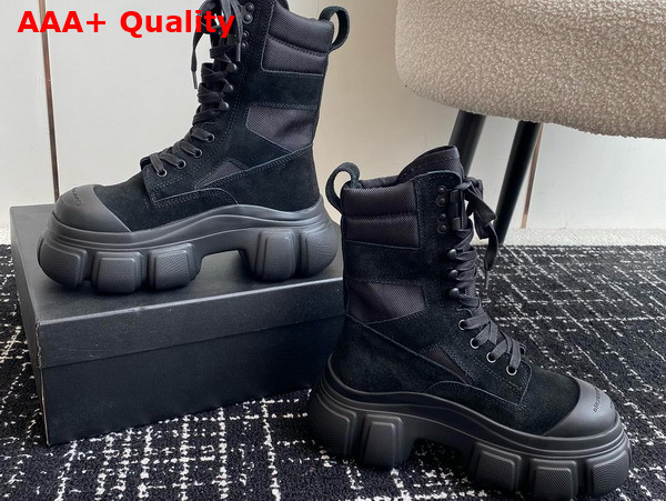 Alexander Wang Lace Up Boot in Black Suede and Nylon Replica