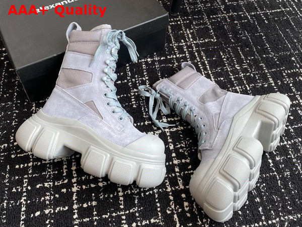 Alexander Wang Lace Up Boot in Light Blue Suede and Nylon Replica